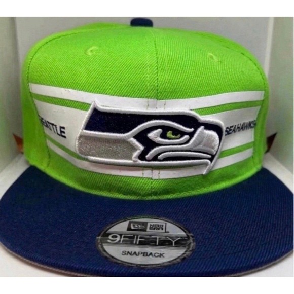 New Era Seattle Seahawks 9FIFTY Snapback Hat Neon Green NFL Cap - Picture 2 of 5